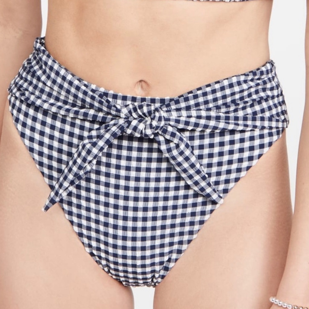 New Anthropologie Montce Paula Tie Up Bikini Bottoms Gignham Medium